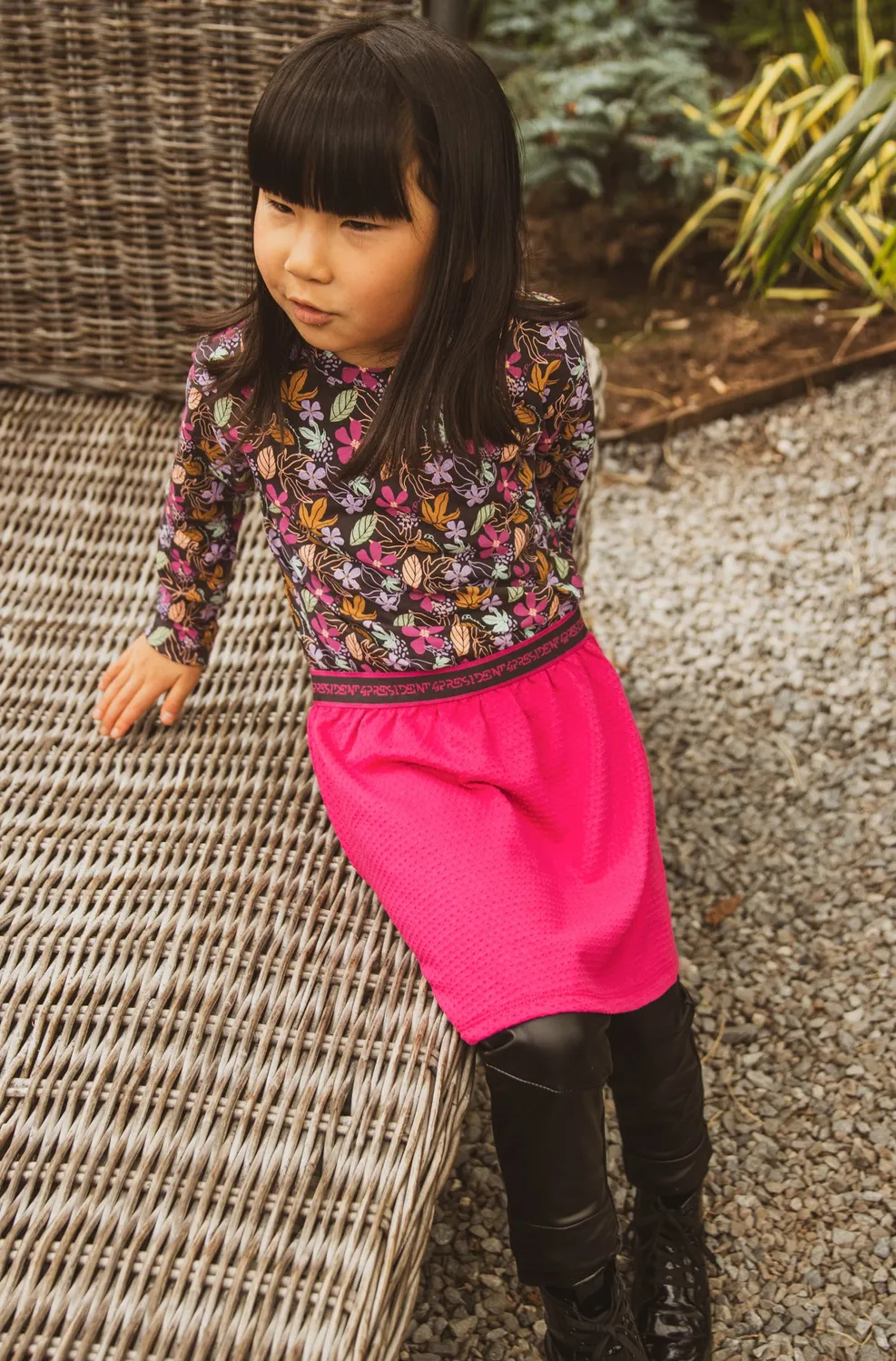 4President Miah jurk meisjes bloemenprint fuchsia
