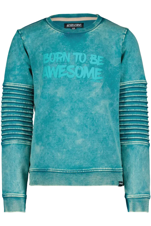 4President Milan sweater blue coral acid wash katoen