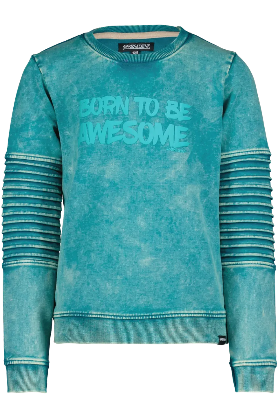 4President Milan sweater blue coral acid wash katoen