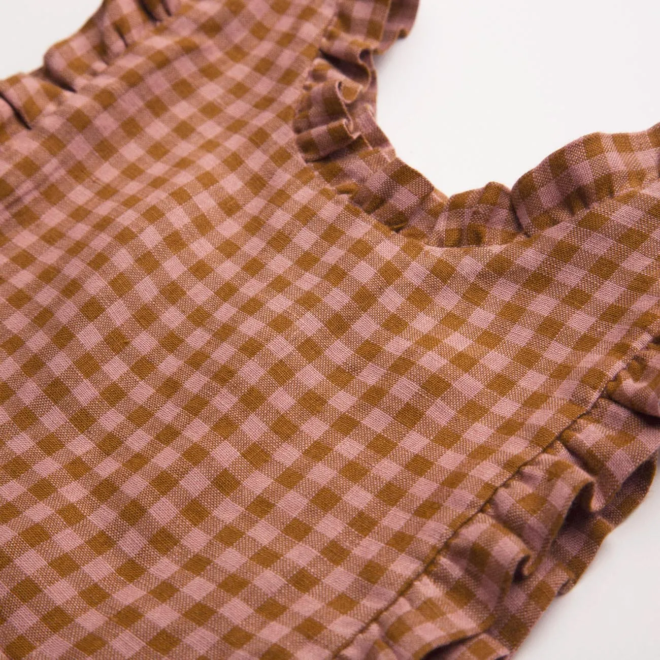 The Mompany Marlow Pinafore jurkje rose linnen ruit