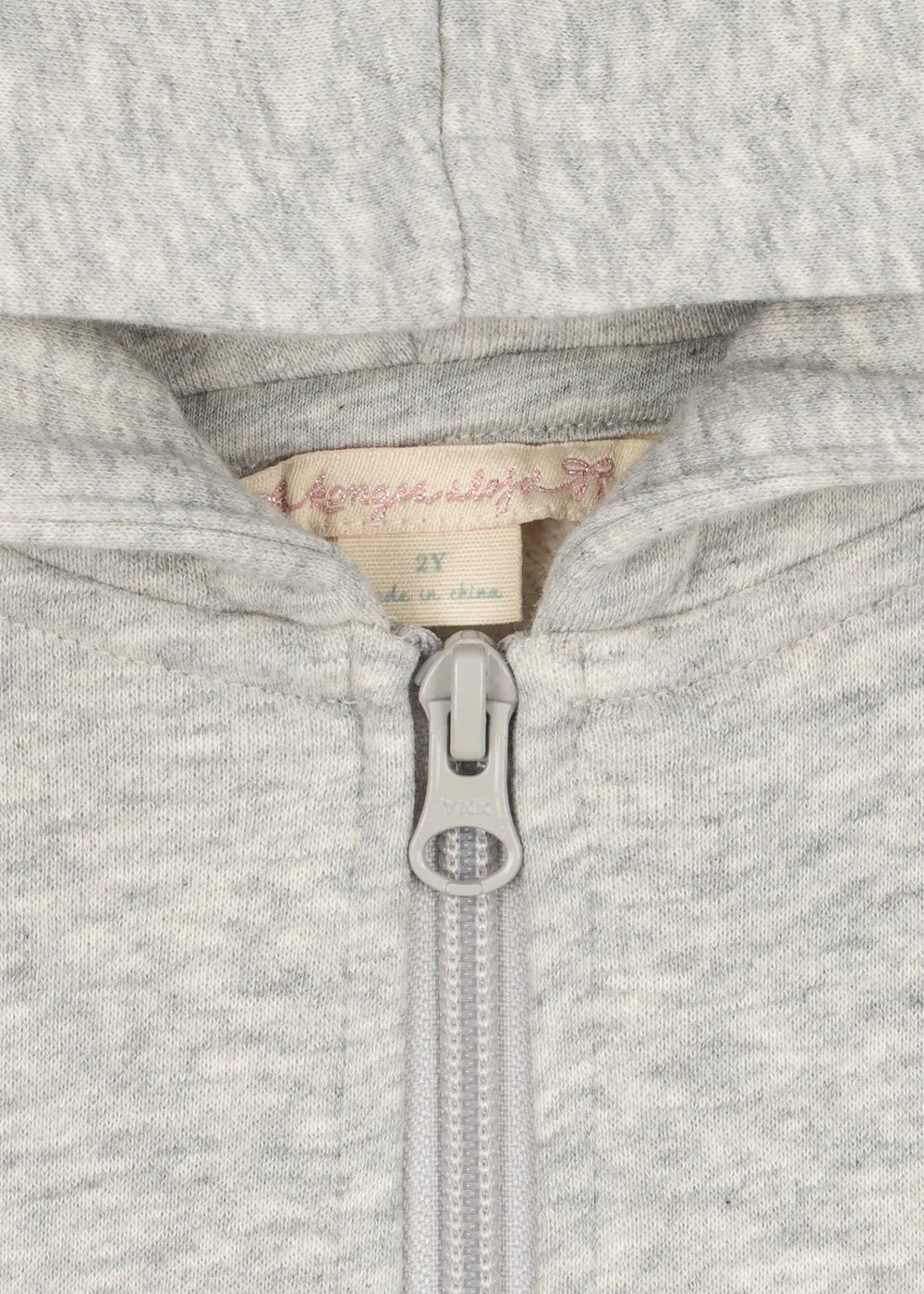 Konges Sløjd Lou Pailletten Zip Hoodie grey melange biokatoen