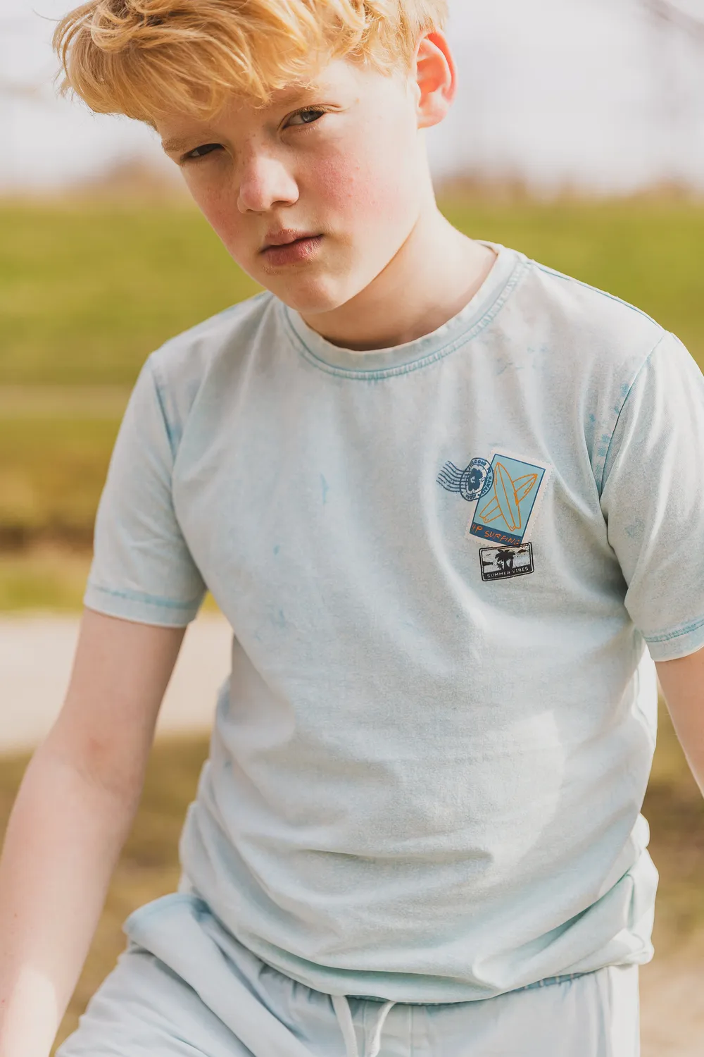 4PRESIDENT Ottis T-shirt light blue katoen