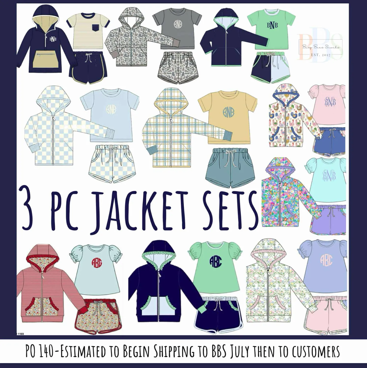 Busy Bee Smocks Ariel Floral 3-delige jackset meisjes 18M