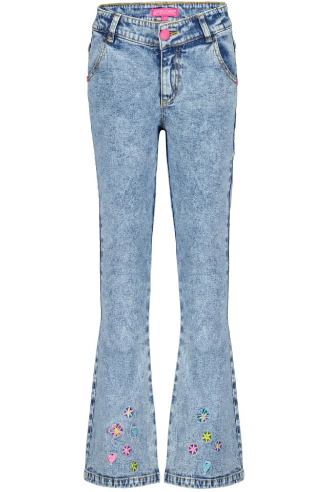 4President Hannika jeans flare light blue bloemen