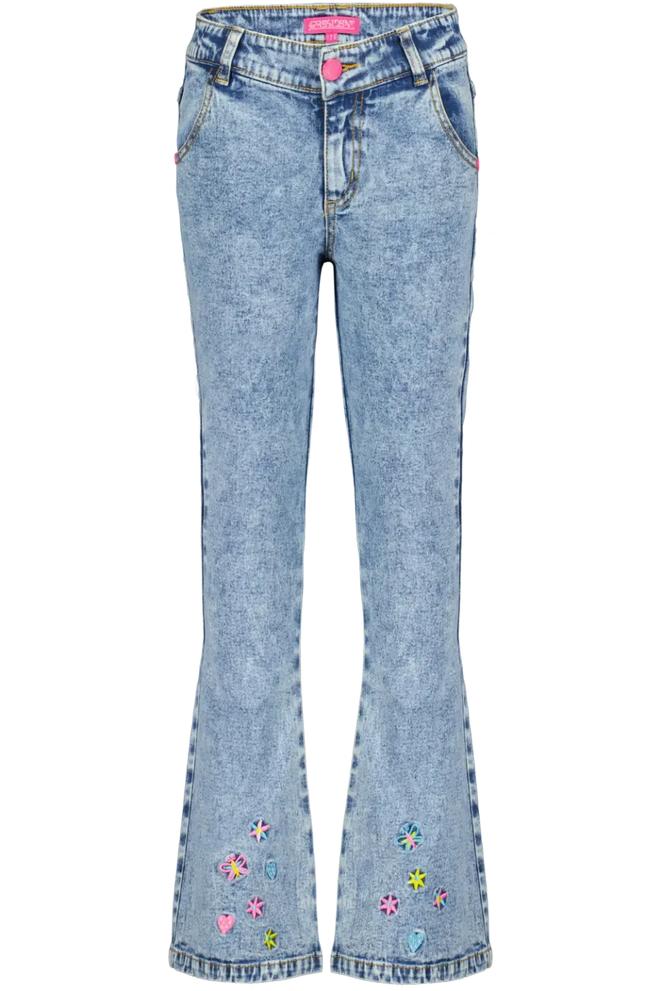 4President Hannika jeans flare light blue bloemen
