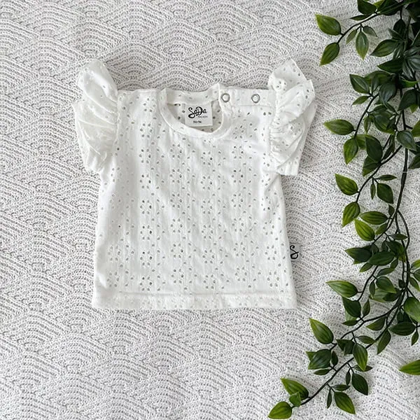 SODA FASHION Ruffle shirt Embroidery korte mouw zacht