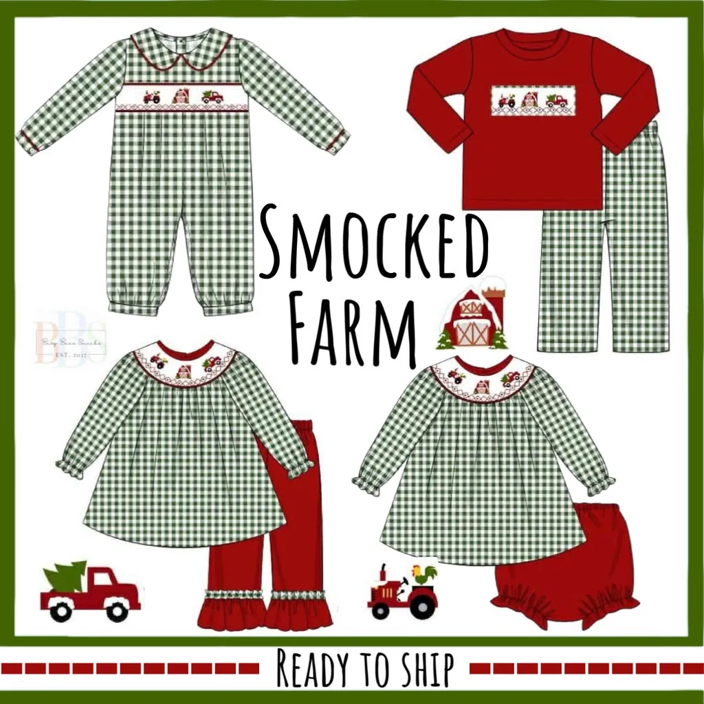 Busy Bee Smocks Smocked Farm Girls bloomer set 9M kerst