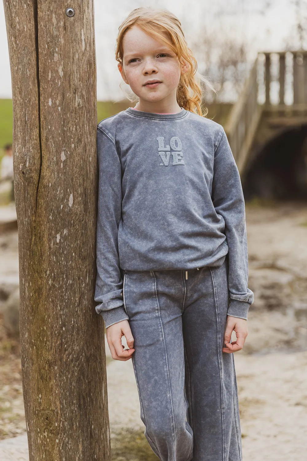 4PRESIDENT Nico Girl Grey broek meisjes elastiek