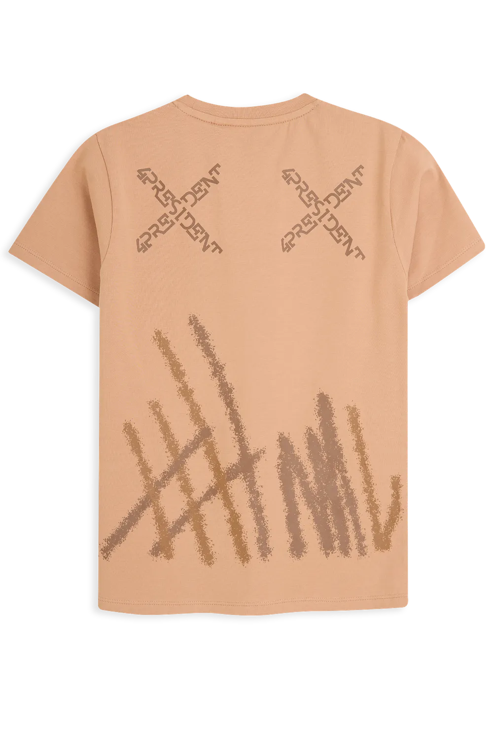 4President Paolo T-shirt bruin print jongens