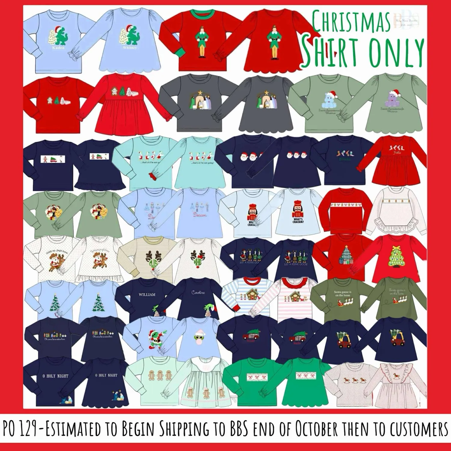 Busy Bee Smocks Boys Rocking Horse kerstshirt 9 katoen