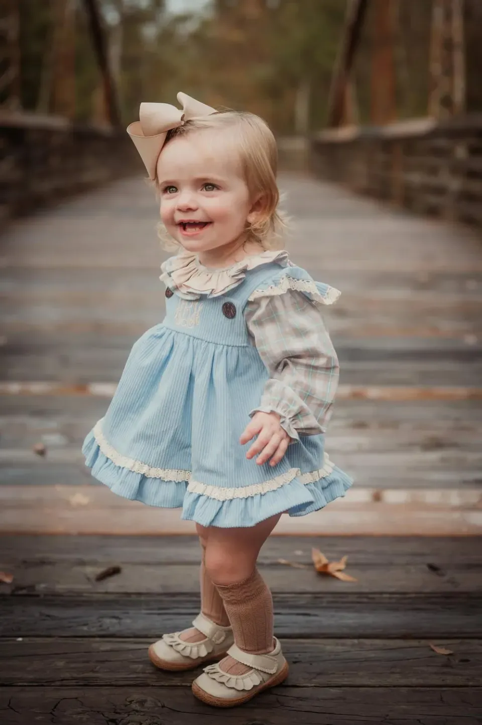 Busy Bee Smocks Will Anders shortset meisjes 3-delig ribfluweel
