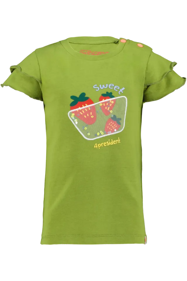 4President Liliana T-shirt meisjes army green ruches katoen