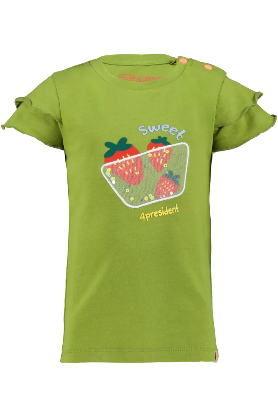 4President Liliana T-shirt meisjes army green ruches katoen