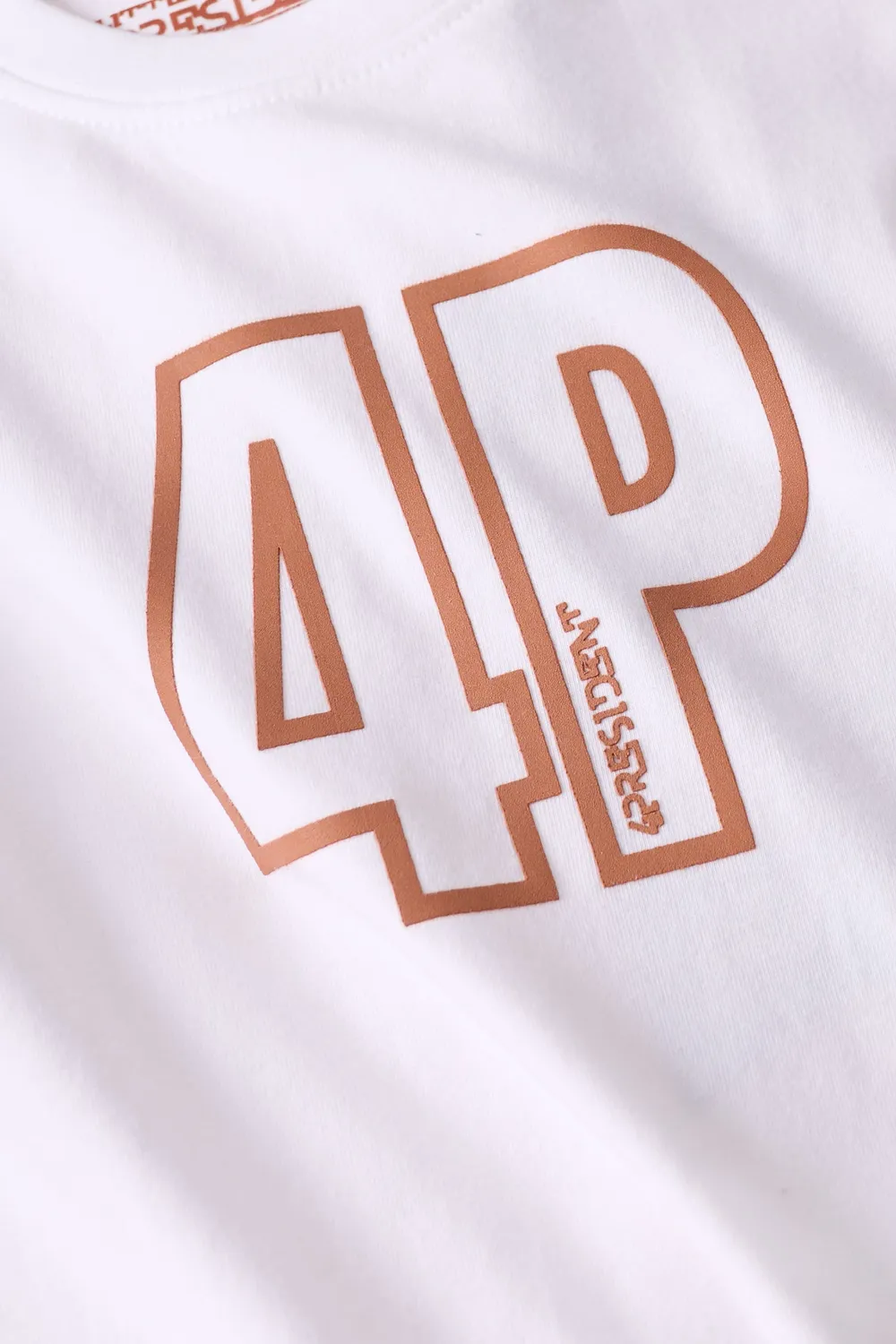 4PRESIDENT Colin T-shirt wit katoen met drukknoopjes