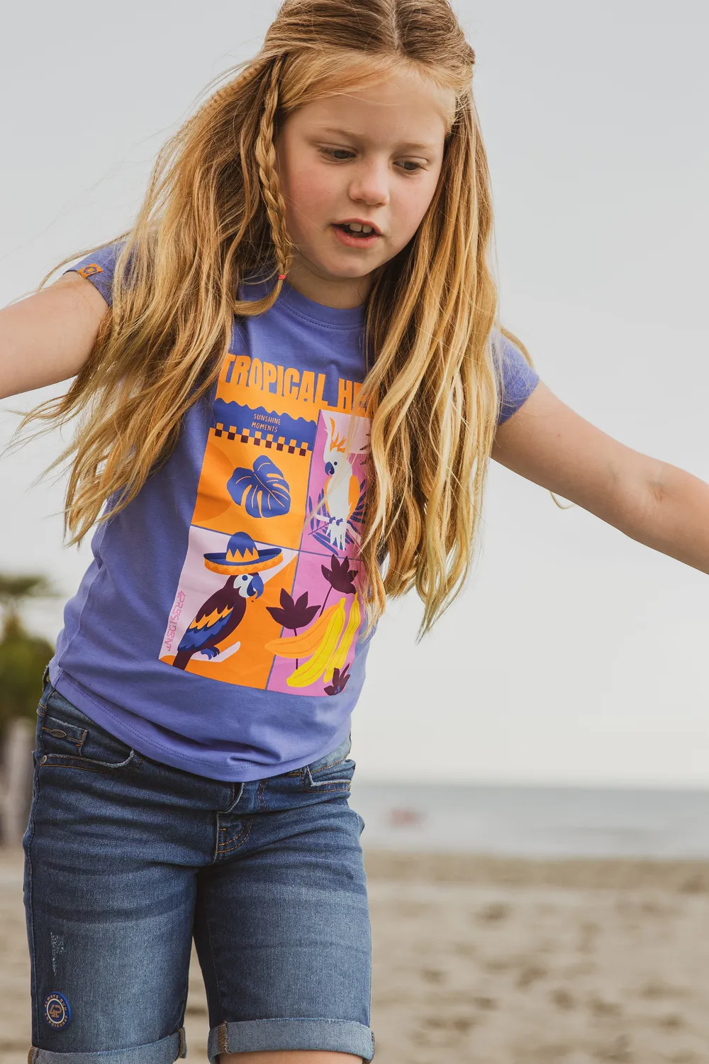 4President Nessa Blue t-shirt meisjes tropical katoen