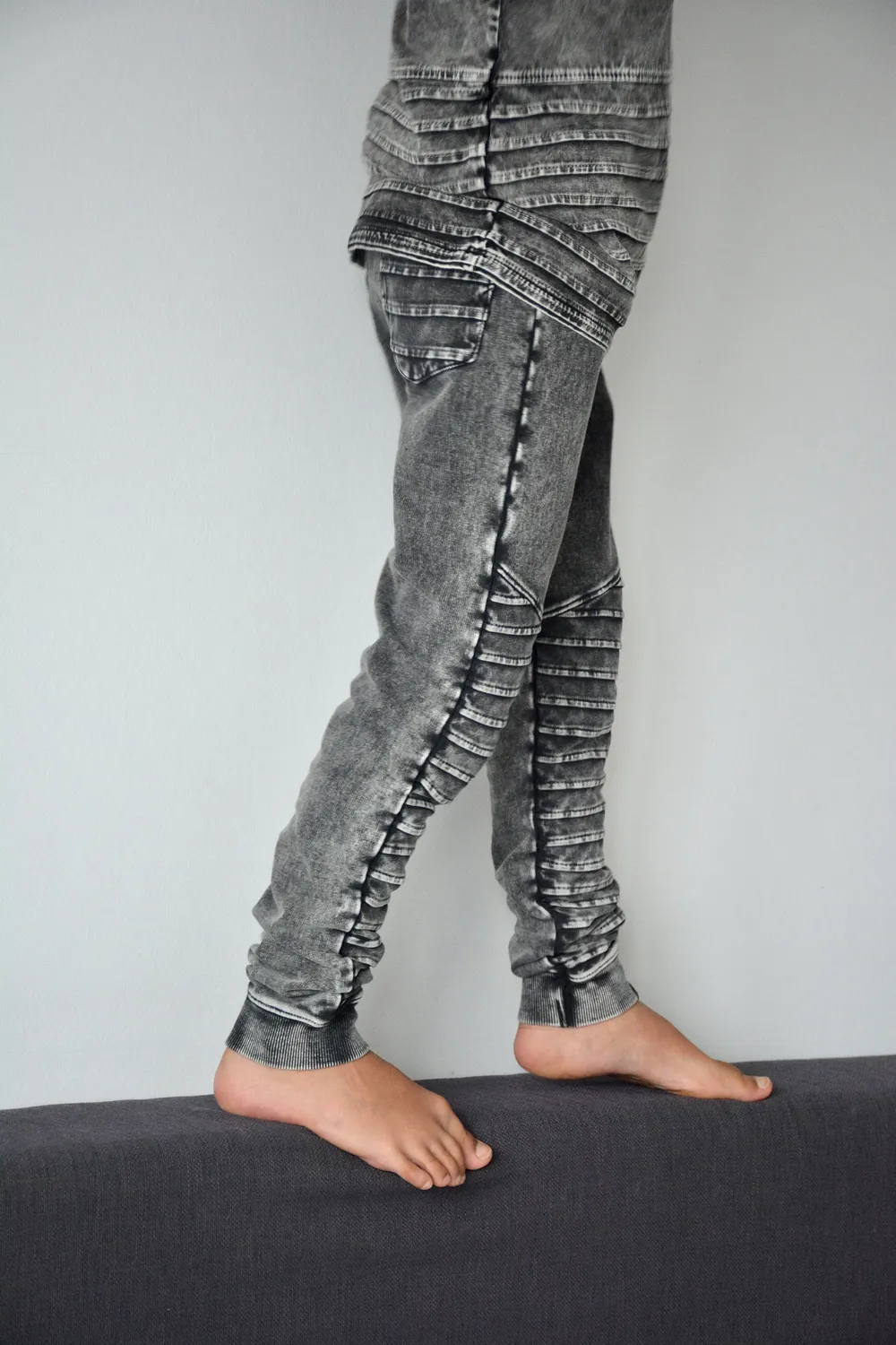 4President Tieme Black bikerbroek jongens katoen