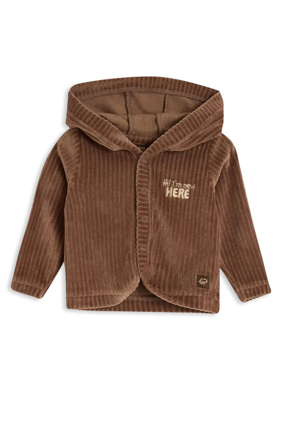 4President Ziep hoodie bruin velvet rib katoen