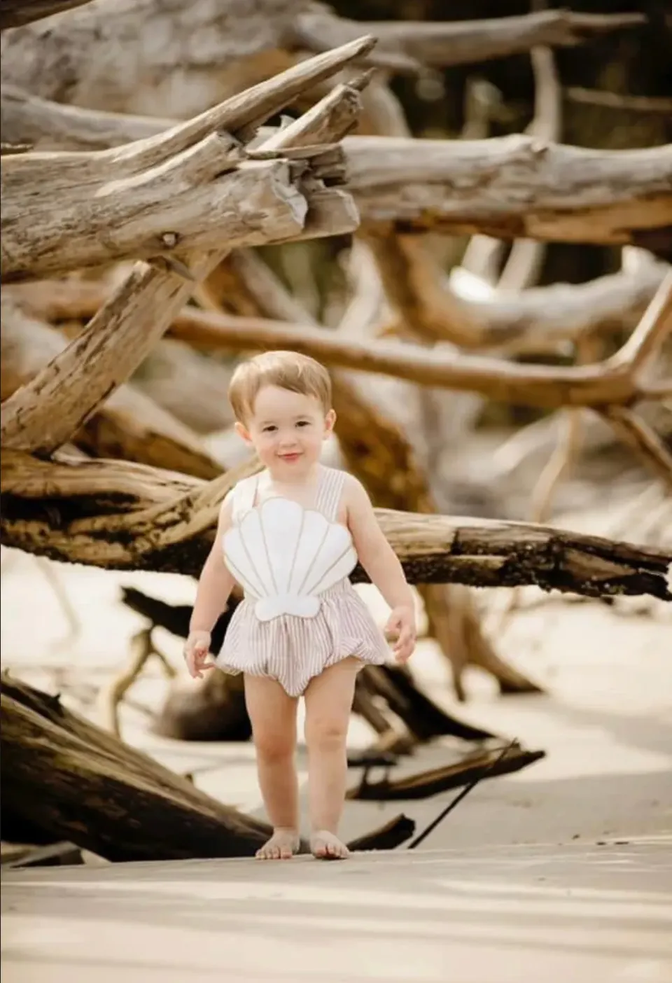 Busy Bee Smocks Seashells sunsuit 2T zomer