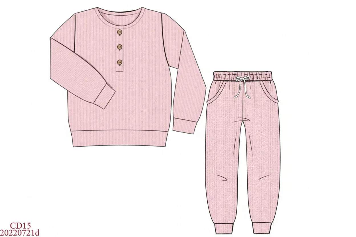 Busy Bee Smocks Comfy Cozy Joggers joggingset roze zonder mono