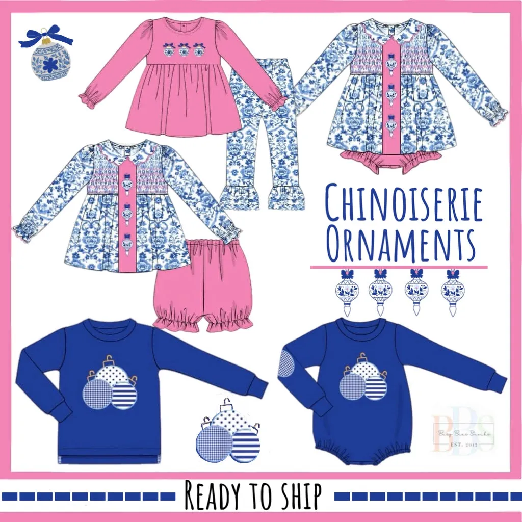 Busy Bee Smocks Chinoiserie jongensshirt kerst