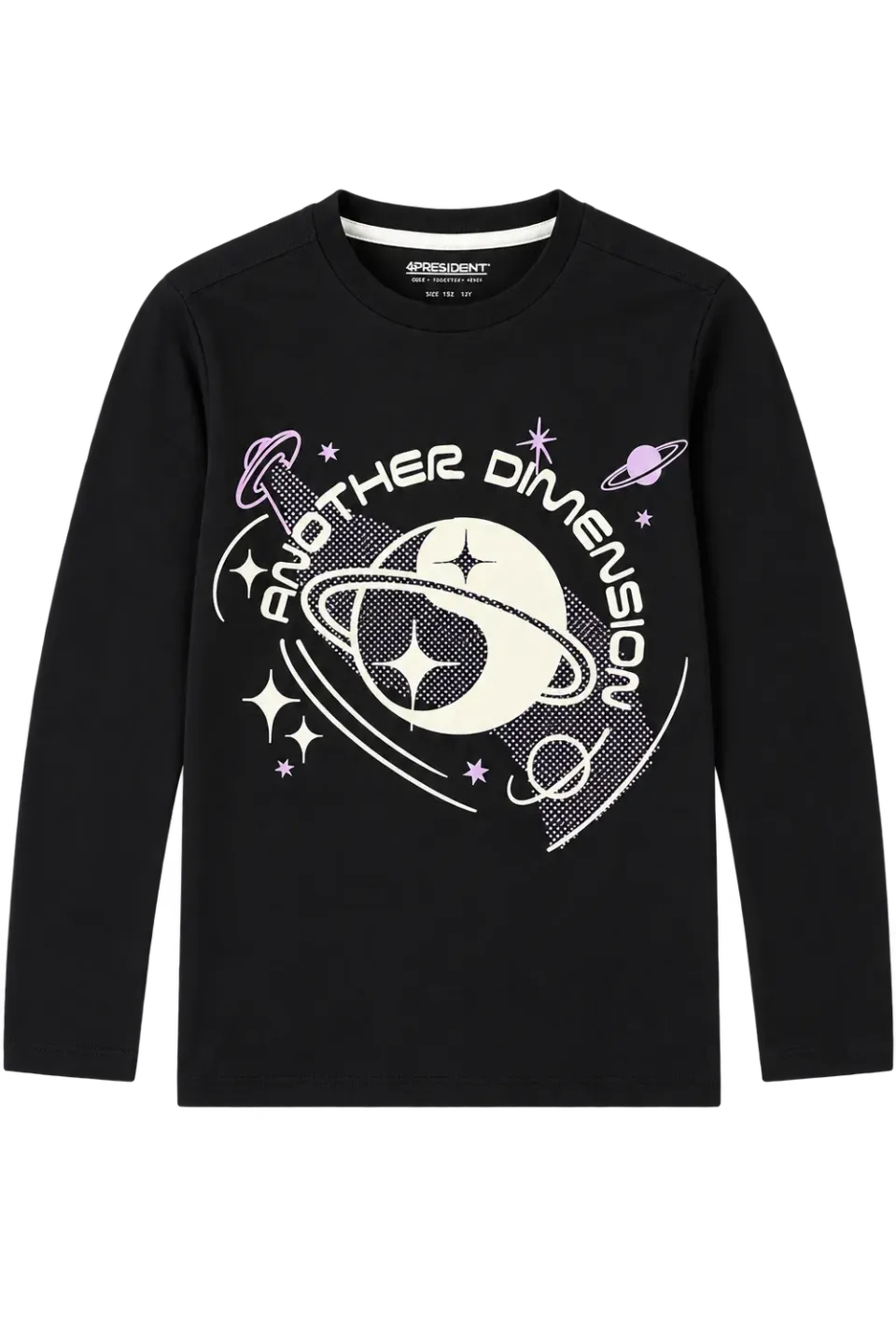4President Lars2 jongens longsleeve space zwart planeten