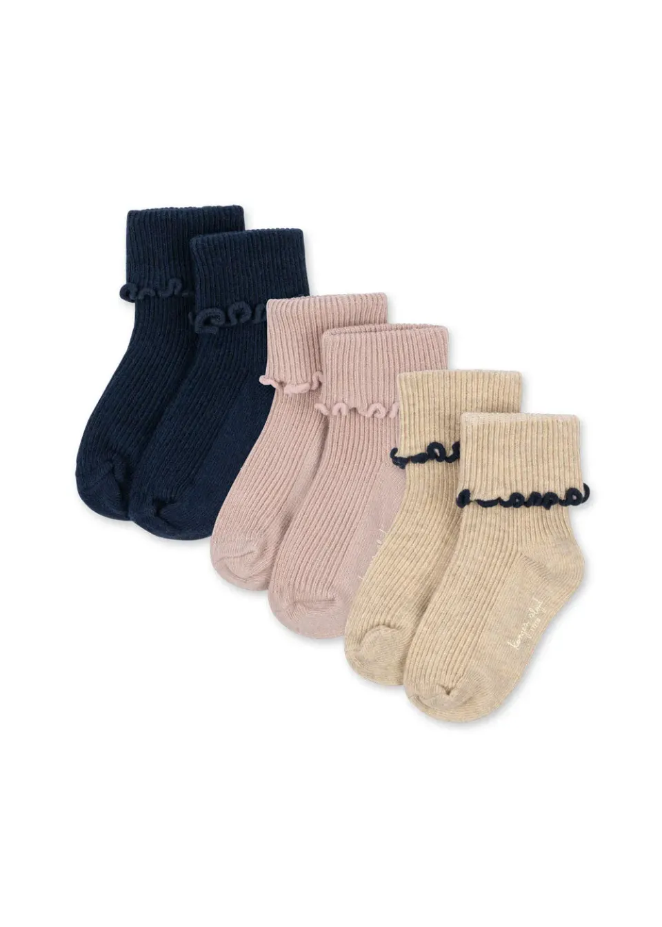 Konges Sløjd Frill sokken navy/cream/blush 3-pack