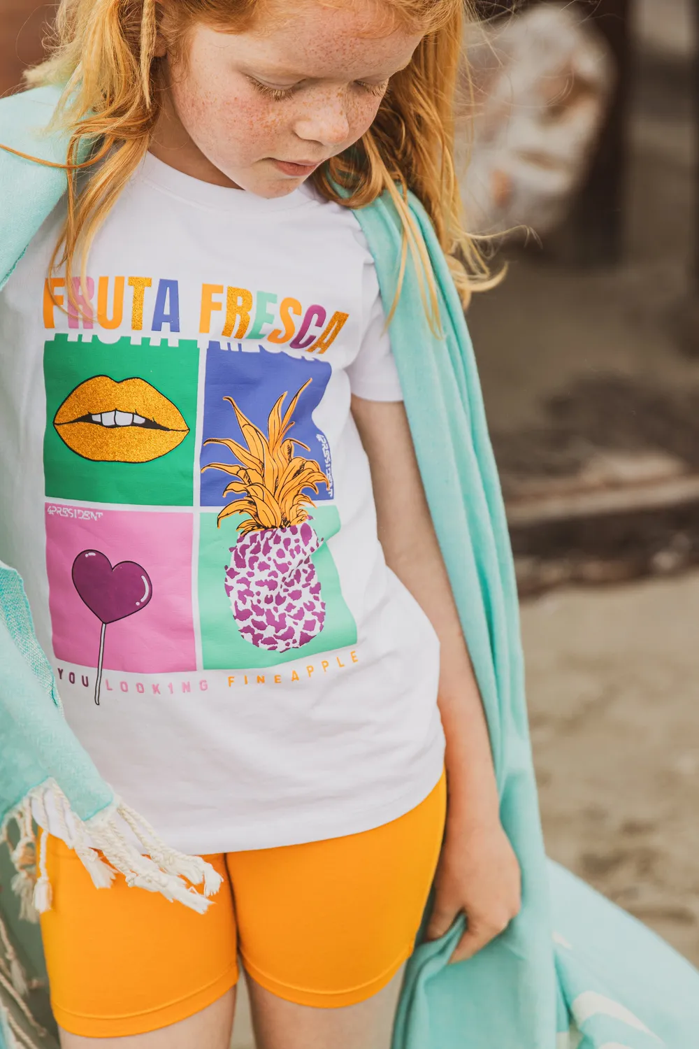 4PRESIDENT Nomi Orange biker shorts meisjes