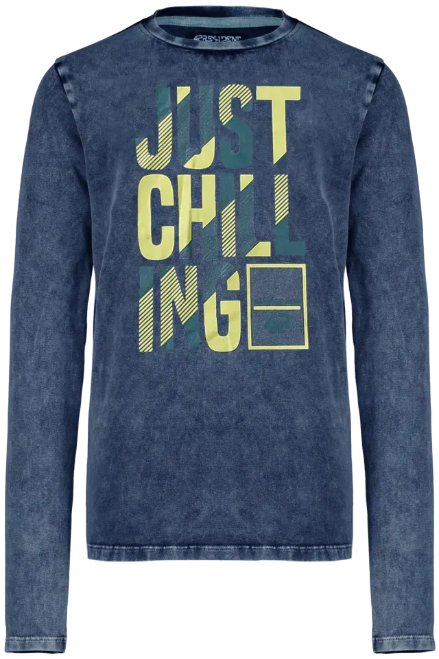4President Maas Navy longsleeve acid wash jongens