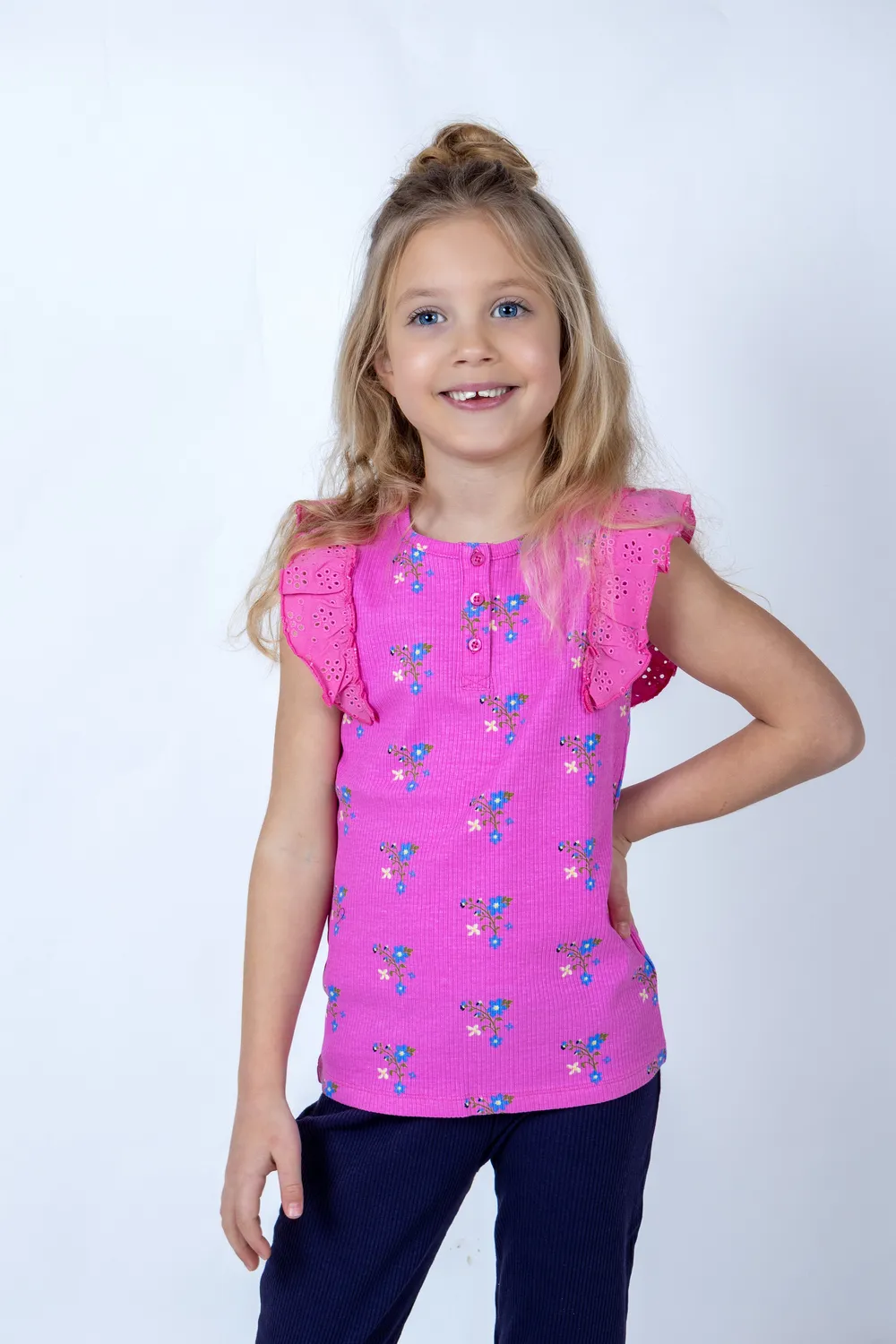 4President Lenore Mid Pink meisjestop rib roze 92