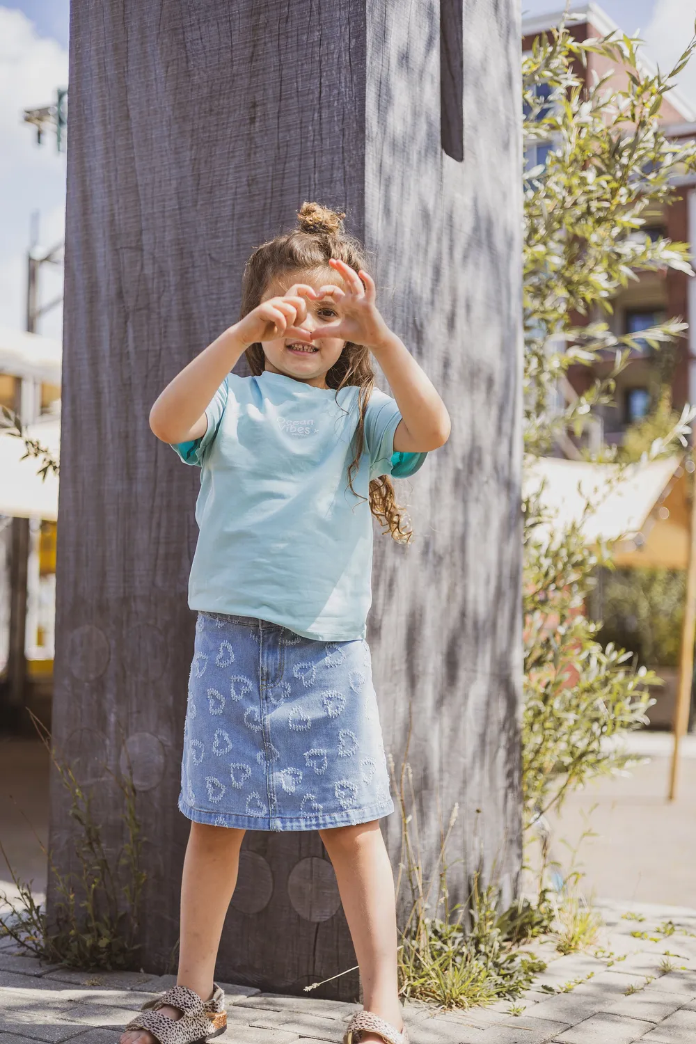 4President Bowien denim rok meisjes blauw stretch