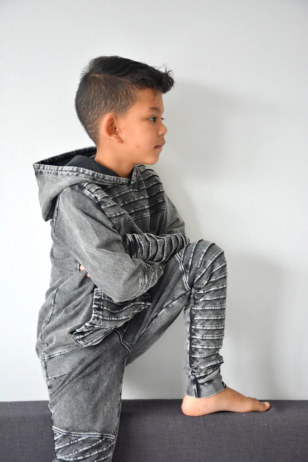 4President Tieme Black bikerbroek jongens katoen