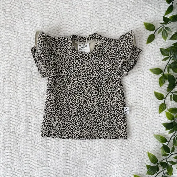SODA FASHION Luipaard Ruffle Shirt korte mouw