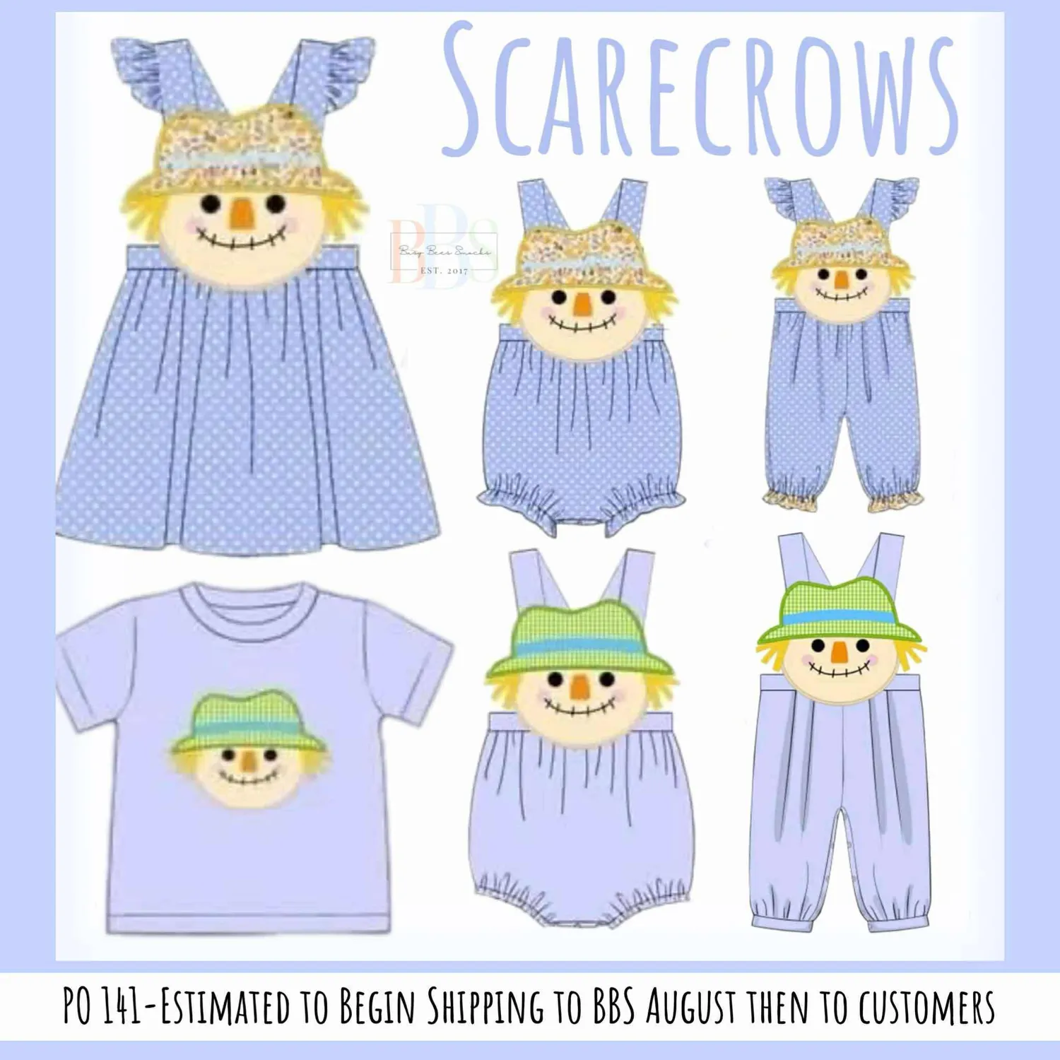 Busy Bee Smocks Scarecrows romper meisjes geweven herfst