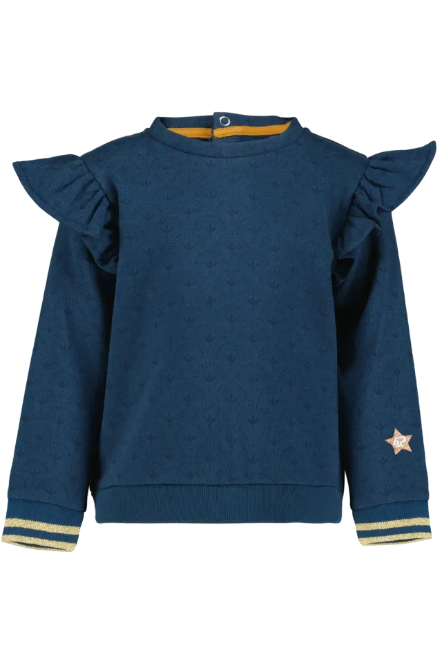 4PRESIDENT Kiki Blue Wing longsleeve bloemen glitter