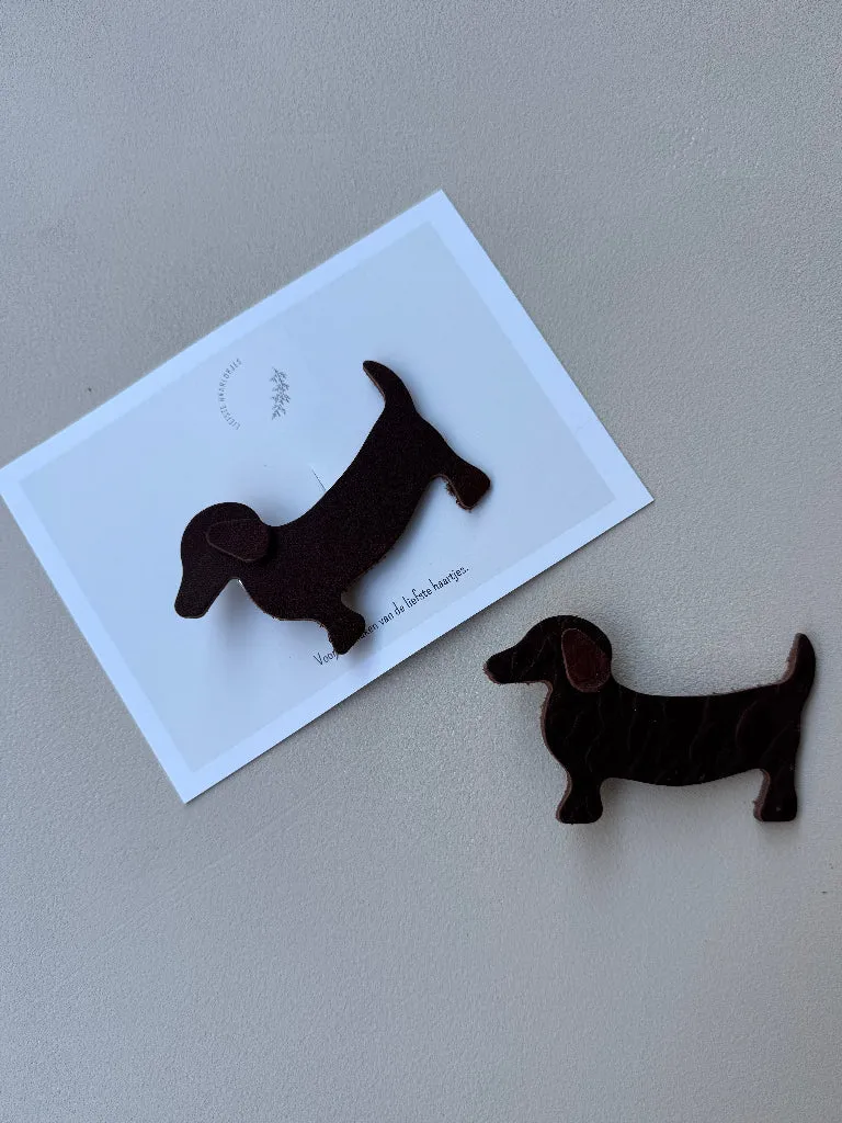Louloúdi teckel accessoire clip leer 8 cm