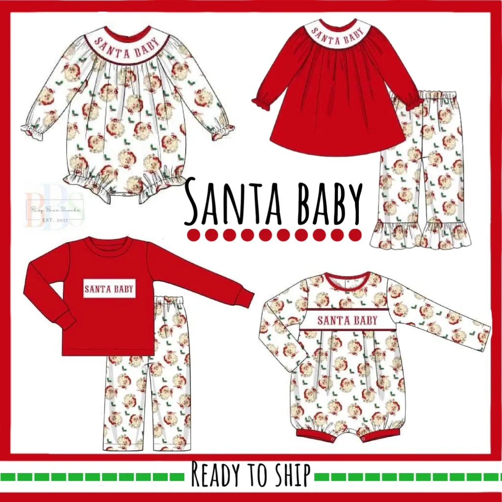 Busy Bee Smocks Vintage Santa bloomerset kerst meisjes