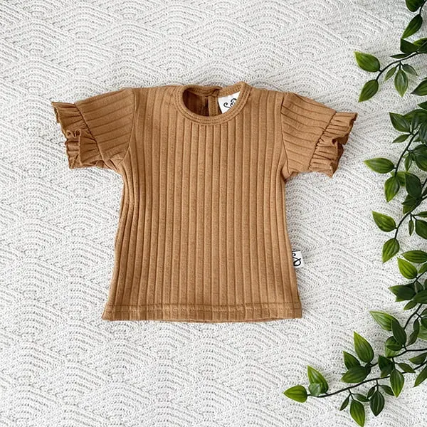 SODA FASHION Special Ruffle Brede Rib broekje camel