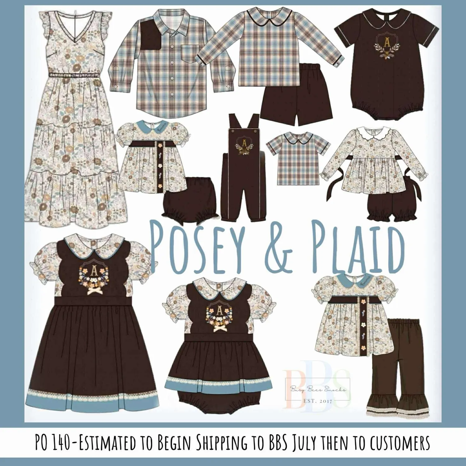 Busy Bee Smocks Posey & Plaid shortset jongen 5 ribfluweel