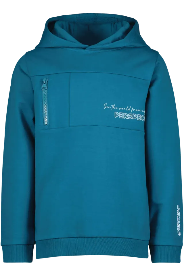 4PRESIDENT Iddo Hoodie blue coral met ritszak