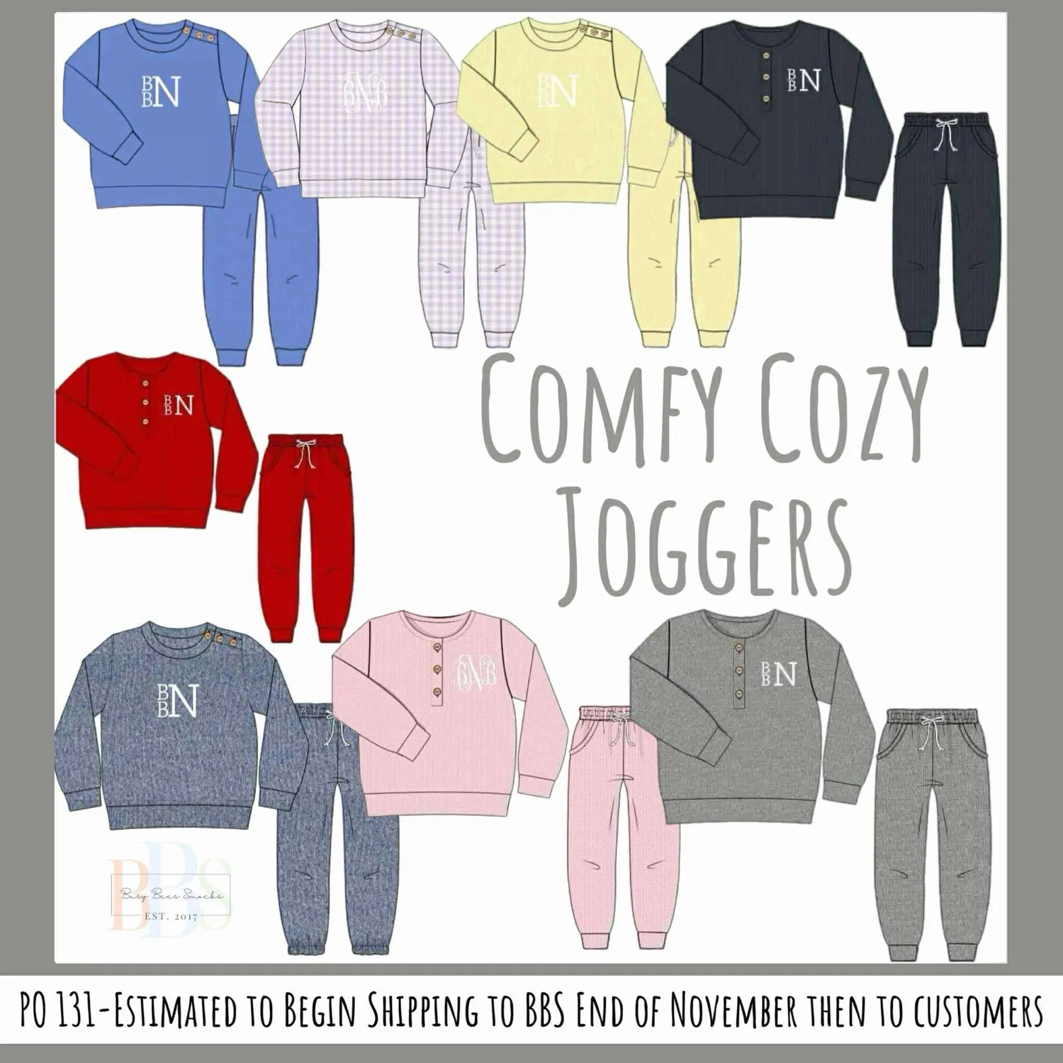 Busy Bee Smocks Comfy Cozy Joggers joggingset roze zonder mono