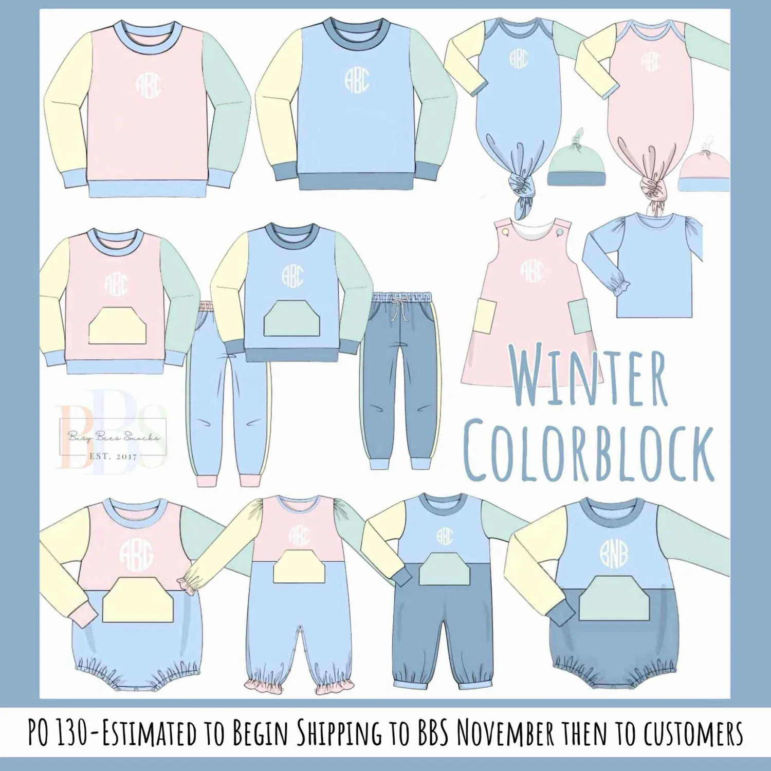 Busy Bee Smocks Winter Colorblock trui vader M gebreid