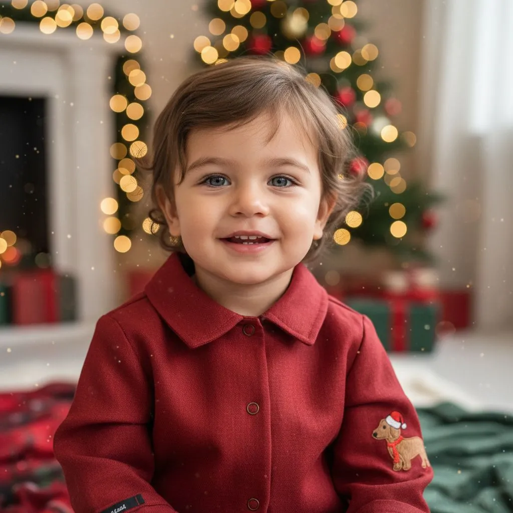 Louloúdi Festive blouse linnen rood omkeerbaar 50/56