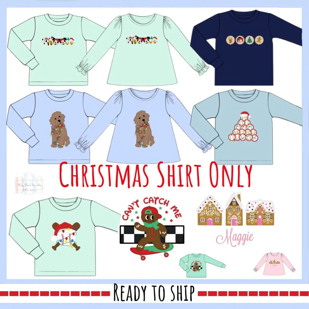 Busy Bee Smocks Baseball Tree shirt jongens kerst 7-8