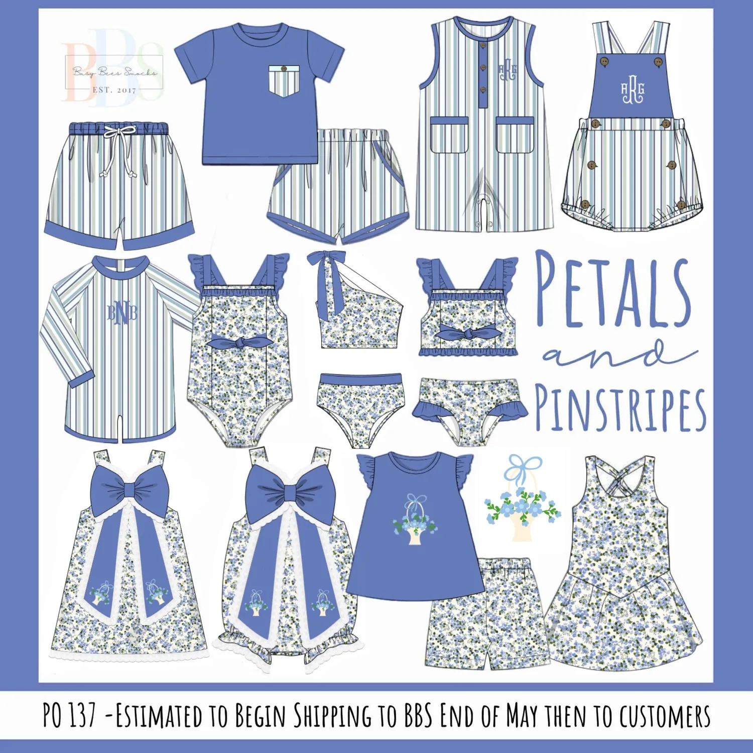 Busy Bee Smocks Petals Pinstripes zwempak 9M 1-delig bloemen