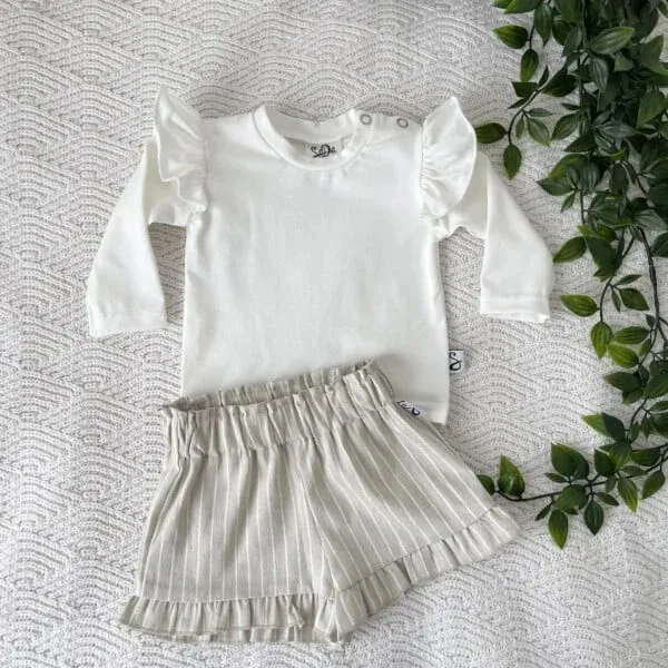 SODA FASHION Ruffle shirt off white lange mouw