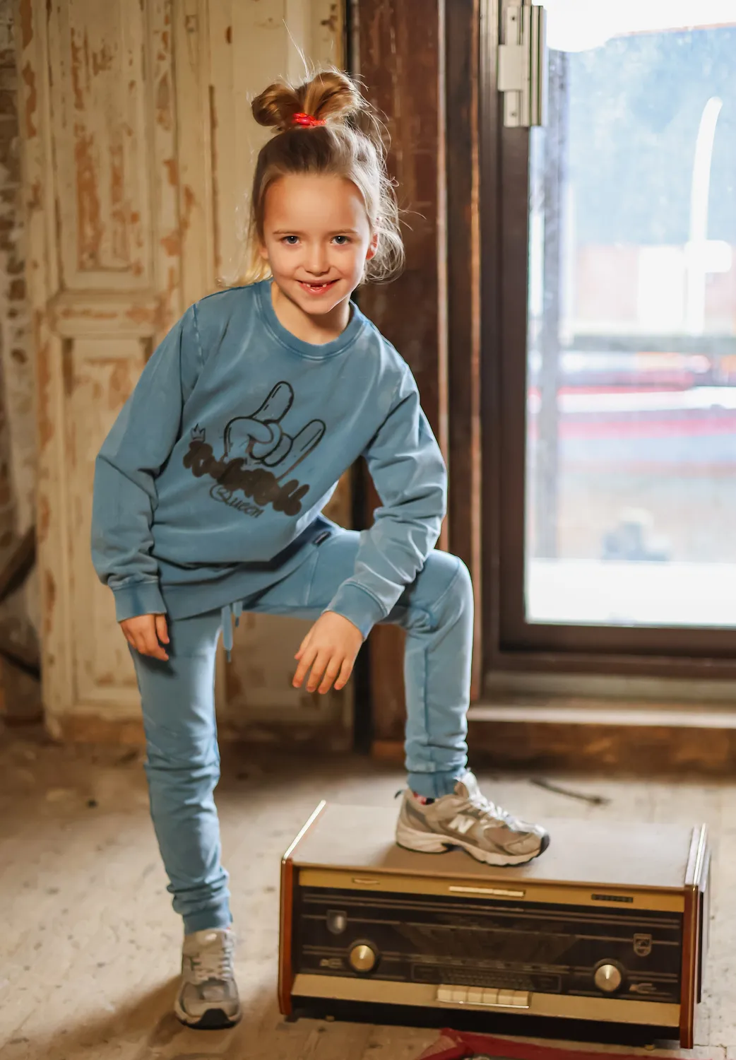 4PRESIDENT Nathalie trui Blue meisjes rockprint