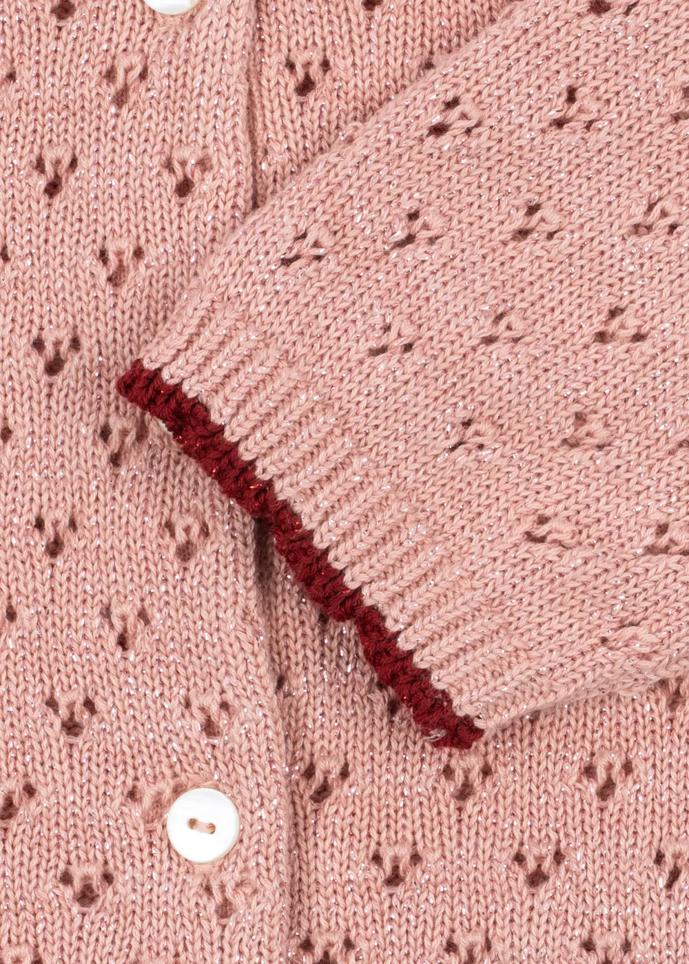Konges Sløjd Holiday cardigan mellow rose katoen glitter