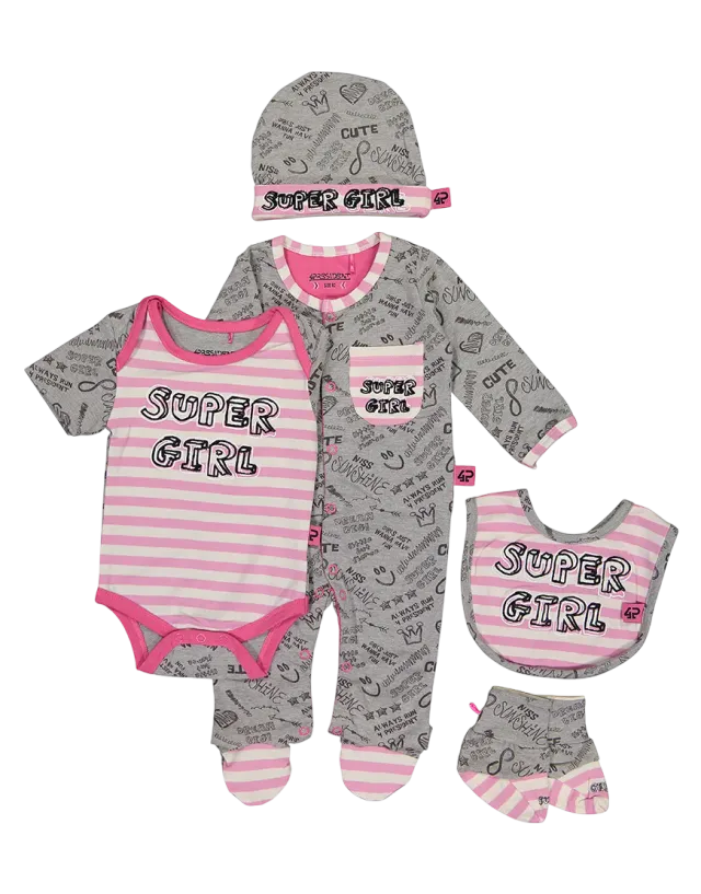 4President Baby Giftset Super Girl kraamset katoen
