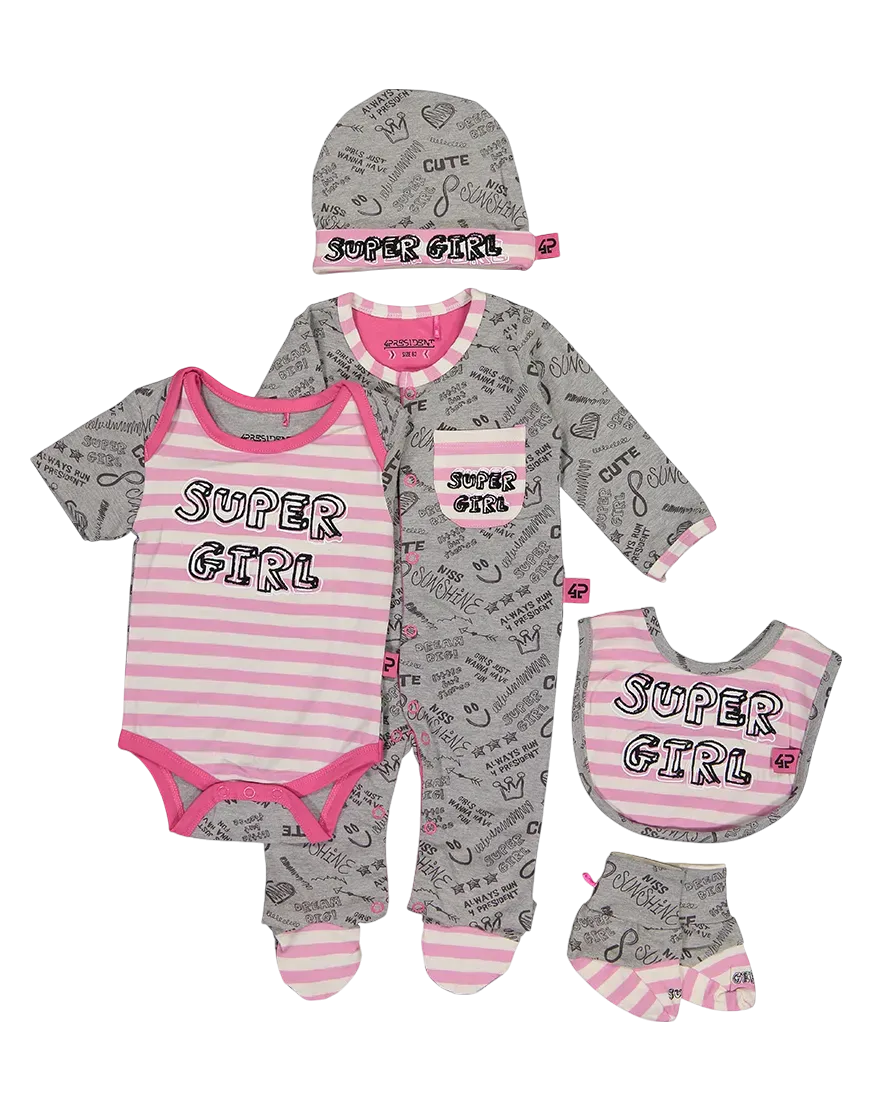 4President Baby Giftset Super Girl kraamset katoen