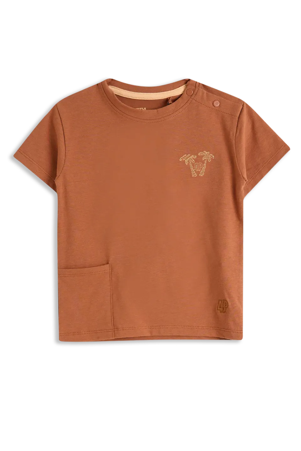 4PRESIDENT Coen Sierra T-shirt roestbruin borstzakje